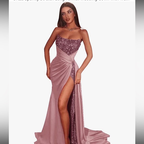 Dresses Pink Glitter Prom Gown With High Split Poshmark